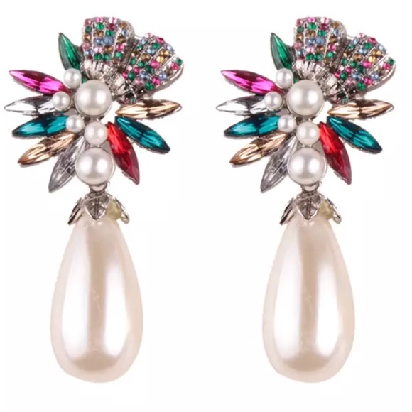 New Multi Color Stunning Pearl Tear Drop Earrings